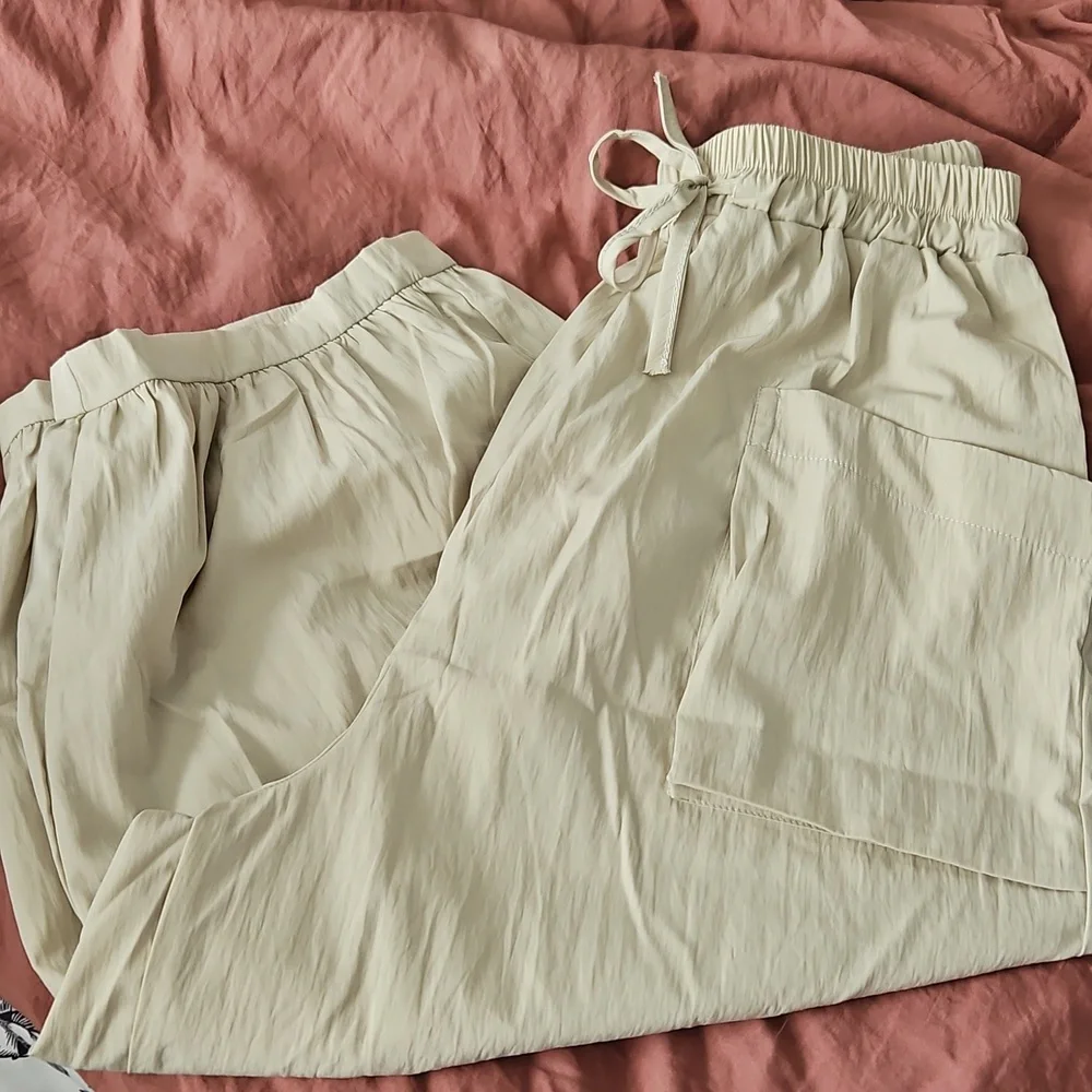 Beige Drawstring Cargo Pants - Picture 4 of 4